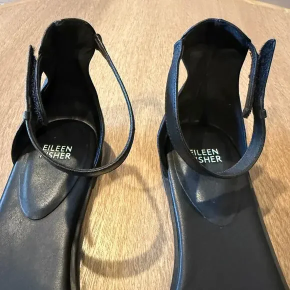 Eileen Fisher Razz 10 tumbled leather ankle strap sandal 2828 - Picture 6 of 8